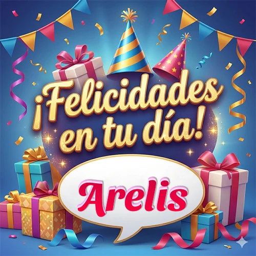 Diseño moderno y elegante. Fondo azul rey con cajas de regalo, sombreros de fiesta y cintas. Texto central 