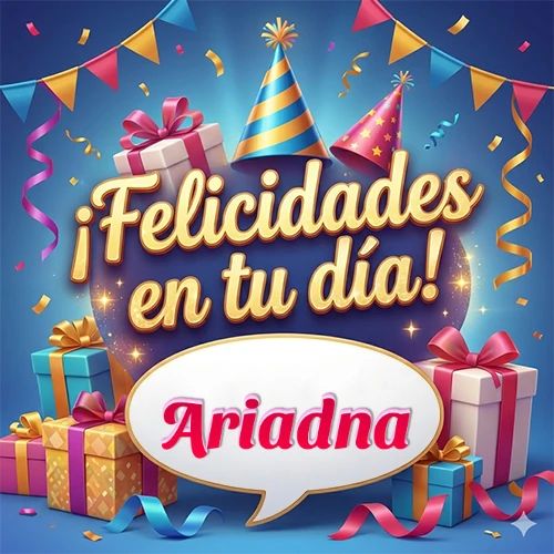 Diseño moderno y elegante. Fondo azul rey con cajas de regalo, sombreros de fiesta y cintas. Texto central 