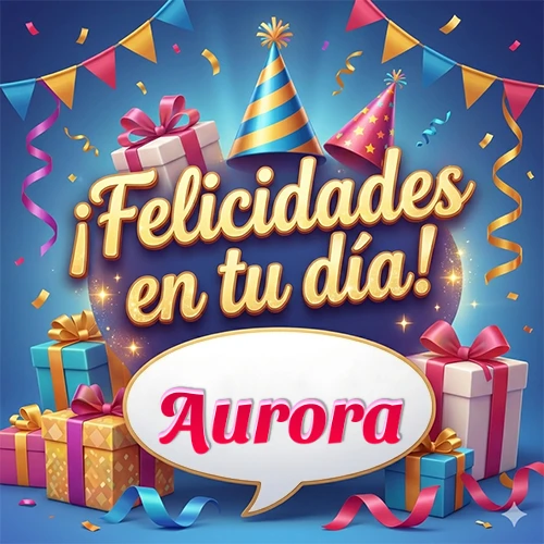 Diseño moderno y elegante. Fondo azul rey con cajas de regalo, sombreros de fiesta y cintas. Texto central 