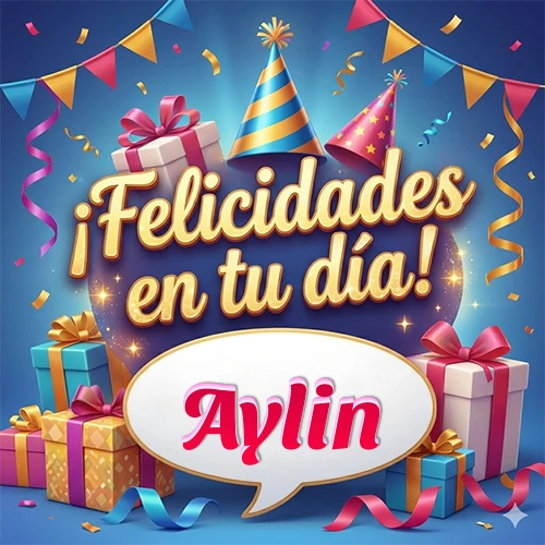 Diseño moderno y elegante. Fondo azul rey con cajas de regalo, sombreros de fiesta y cintas. Texto central 