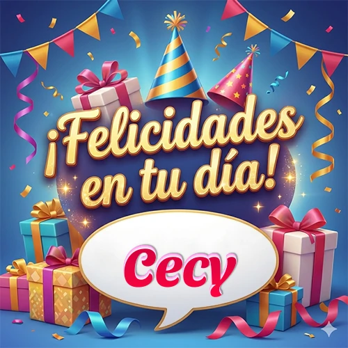 Diseño moderno y elegante. Fondo azul rey con cajas de regalo, sombreros de fiesta y cintas. Texto central 