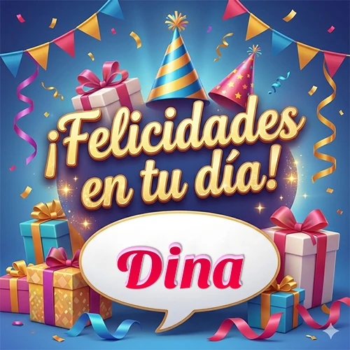 Diseño moderno y elegante. Fondo azul rey con cajas de regalo, sombreros de fiesta y cintas. Texto central 