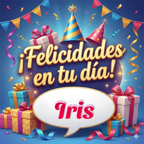 Diseño moderno y elegante. Fondo azul rey con cajas de regalo, sombreros de fiesta y cintas. Texto central 