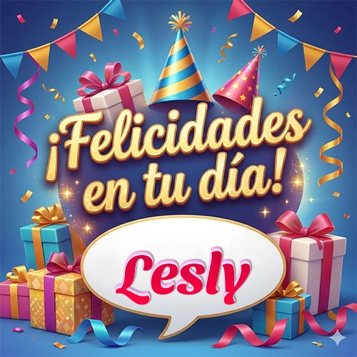 Diseño moderno y elegante. Fondo azul rey con cajas de regalo, sombreros de fiesta y cintas. Texto central 