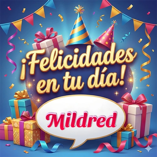 Diseño moderno y elegante. Fondo azul rey con cajas de regalo, sombreros de fiesta y cintas. Texto central 