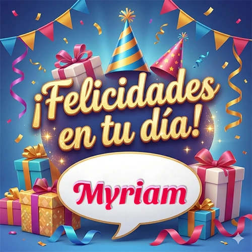 Diseño moderno y elegante. Fondo azul rey con cajas de regalo, sombreros de fiesta y cintas. Texto central 