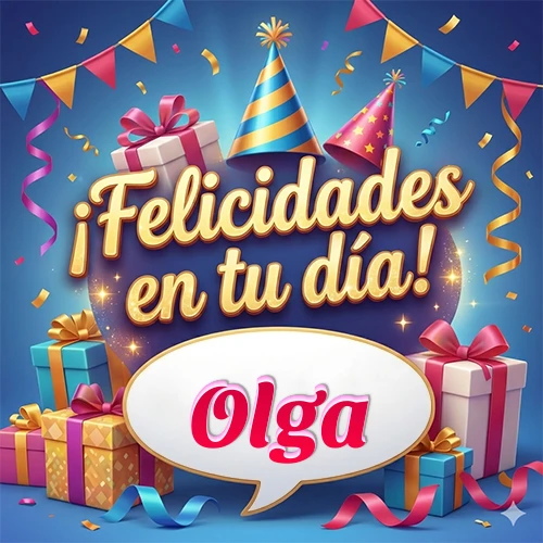 Diseño moderno y elegante. Fondo azul rey con cajas de regalo, sombreros de fiesta y cintas. Texto central 