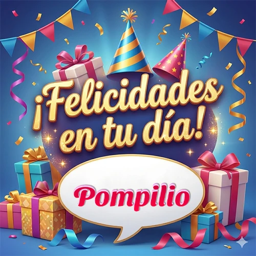 Diseño moderno y elegante. Fondo azul rey con cajas de regalo, sombreros de fiesta y cintas. Texto central 