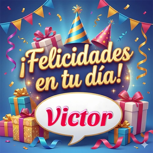 Diseño moderno y elegante. Fondo azul rey con cajas de regalo, sombreros de fiesta y cintas. Texto central Diseño moderno y elegante. Fondo azul rey con cajas de regalo, sombreros de fiesta y cintas. Texto central