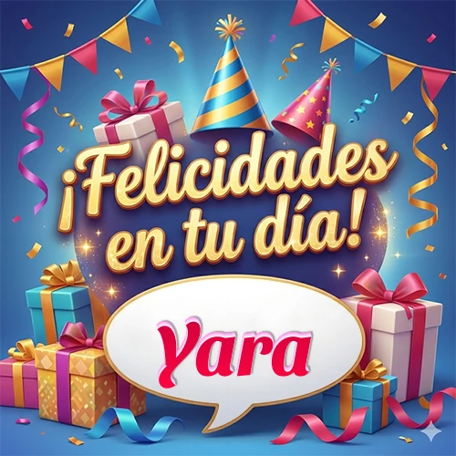 Diseño moderno y elegante. Fondo azul rey con cajas de regalo, sombreros de fiesta y cintas. Texto central 