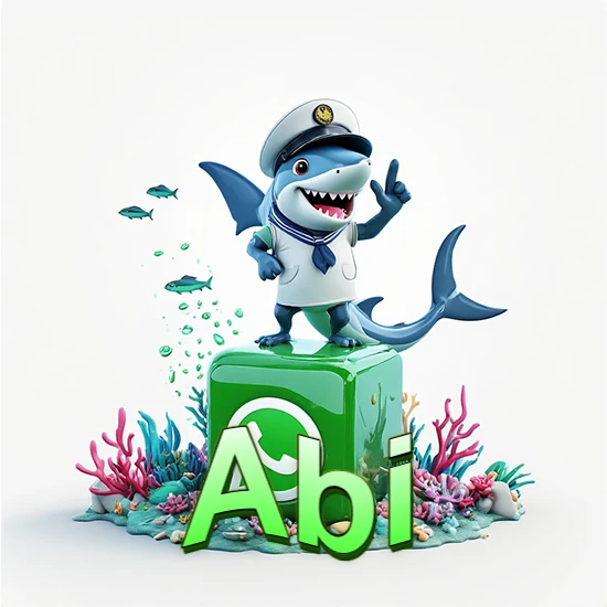 Fondo marino con un tiburón capitán sobre un cubo verde de WhatsApp. Arrecifes de coral, peces y burbujas. Nombre en verde claro en la parte delantera del cubo. Diseño con el nombre Abi. Fondo marino con un tiburón capitán sobre un cubo verde de WhatsApp. Arrecifes de coral, peces y burbujas. Nombre en verde claro en la parte delantera del cubo. Diseño con el nombre Abi.