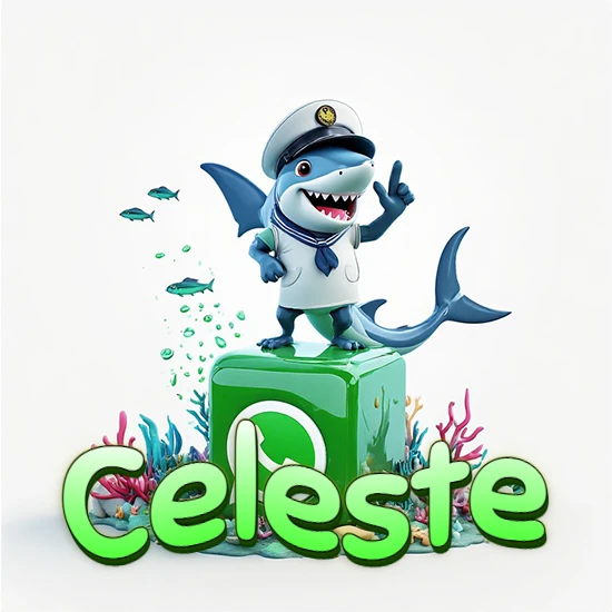 Fondo marino con un tiburón capitán sobre un cubo verde de WhatsApp. Arrecifes de coral, peces y burbujas. Nombre en verde claro en la parte delantera del cubo. Diseño con el nombre Celeste. Fondo marino con un tiburón capitán sobre un cubo verde de WhatsApp. Arrecifes de coral, peces y burbujas. Nombre en verde claro en la parte delantera del cubo. Diseño con el nombre Celeste.