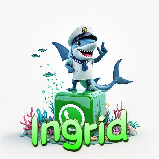 Fondo marino con un tiburón capitán sobre un cubo verde de WhatsApp. Arrecifes de coral, peces y burbujas. Nombre en verde claro en la parte delantera del cubo. Diseño con el nombre Ingrid. Fondo marino con un tiburón capitán sobre un cubo verde de WhatsApp. Arrecifes de coral, peces y burbujas. Nombre en verde claro en la parte delantera del cubo. Diseño con el nombre Ingrid.