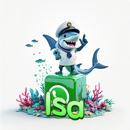 Fondo marino con un tiburón capitán sobre un cubo verde de WhatsApp. Arrecifes de coral, peces y burbujas. Nombre en verde claro en la parte delantera del cubo. Diseño con el nombre Isa. Fondo marino con un tiburón capitán sobre un cubo verde de WhatsApp. Arrecifes de coral, peces y burbujas. Nombre en verde claro en la parte delantera del cubo. Diseño con el nombre Isa.