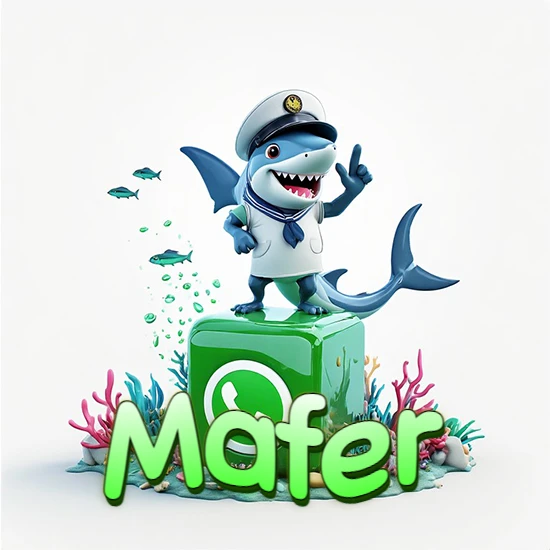 Fondo marino con un tiburón capitán sobre un cubo verde de WhatsApp. Arrecifes de coral, peces y burbujas. Nombre en verde claro en la parte delantera del cubo. Diseño con el nombre Mafer. Fondo marino con un tiburón capitán sobre un cubo verde de WhatsApp. Arrecifes de coral, peces y burbujas. Nombre en verde claro en la parte delantera del cubo. Diseño con el nombre Mafer.