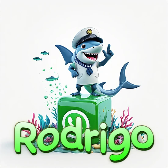 Fondo marino con un tiburón capitán sobre un cubo verde de WhatsApp. Arrecifes de coral, peces y burbujas. Nombre en verde claro en la parte delantera del cubo. Diseño con el nombre Rodrigo. Fondo marino con un tiburón capitán sobre un cubo verde de WhatsApp. Arrecifes de coral, peces y burbujas. Nombre en verde claro en la parte delantera del cubo. Diseño con el nombre Rodrigo.