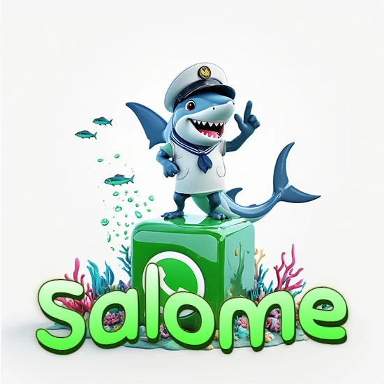 Fondo marino con un tiburón capitán sobre un cubo verde de WhatsApp. Arrecifes de coral, peces y burbujas. Nombre en verde claro en la parte delantera del cubo. Diseño con el nombre Salome. Fondo marino con un tiburón capitán sobre un cubo verde de WhatsApp. Arrecifes de coral, peces y burbujas. Nombre en verde claro en la parte delantera del cubo. Diseño con el nombre Salome.