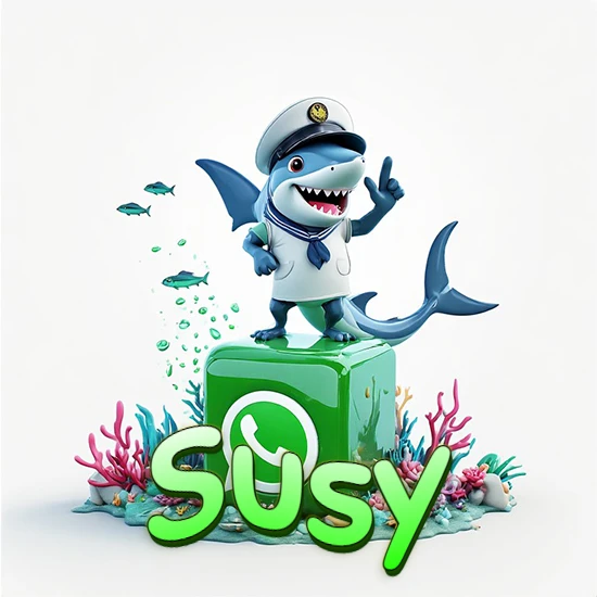 Fondo marino con un tiburón capitán sobre un cubo verde de WhatsApp. Arrecifes de coral, peces y burbujas. Nombre en verde claro en la parte delantera del cubo. Diseño con el nombre Susy. Fondo marino con un tiburón capitán sobre un cubo verde de WhatsApp. Arrecifes de coral, peces y burbujas. Nombre en verde claro en la parte delantera del cubo. Diseño con el nombre Susy.