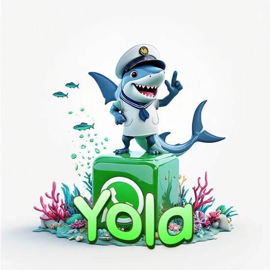Fondo marino con un tiburón capitán sobre un cubo verde de WhatsApp. Arrecifes de coral, peces y burbujas. Nombre en verde claro en la parte delantera del cubo. Diseño con el nombre Yola. Fondo marino con un tiburón capitán sobre un cubo verde de WhatsApp. Arrecifes de coral, peces y burbujas. Nombre en verde claro en la parte delantera del cubo. Diseño con el nombre Yola.