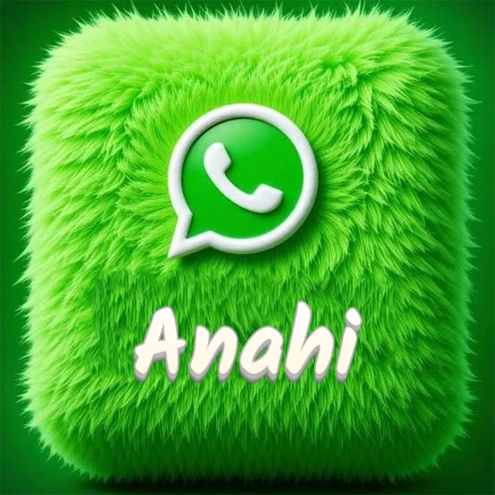 Cubo gigante cubierto de suave pelaje verde con el logotipo blanco de WhatsApp en 3D incrustado. Nombre en blanco suave que sigue la textura del pelaje en la parte inferior. Diseño con el nombre Anahi. Cubo gigante cubierto de suave pelaje verde con el logotipo blanco de WhatsApp en 3D incrustado. Nombre en blanco suave que sigue la textura del pelaje en la parte inferior. Diseño con el nombre Anahi.
