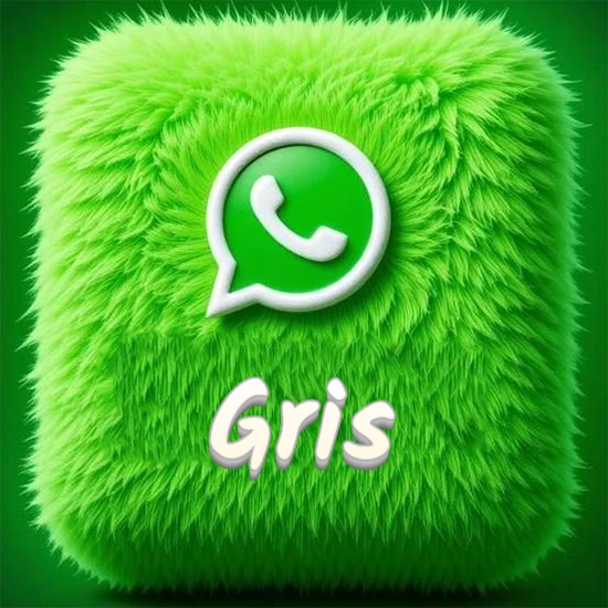 Cubo gigante cubierto de suave pelaje verde con el logotipo blanco de WhatsApp en 3D incrustado. Nombre en blanco suave que sigue la textura del pelaje en la parte inferior. Diseño con el nombre Gris. Cubo gigante cubierto de suave pelaje verde con el logotipo blanco de WhatsApp en 3D incrustado. Nombre en blanco suave que sigue la textura del pelaje en la parte inferior. Diseño con el nombre Gris.