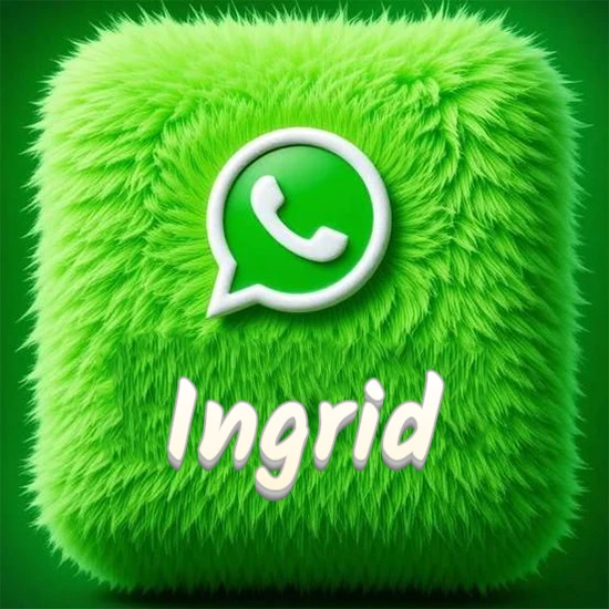 Cubo gigante cubierto de suave pelaje verde con el logotipo blanco de WhatsApp en 3D incrustado. Nombre en blanco suave que sigue la textura del pelaje en la parte inferior. Diseño con el nombre Ingrid. Cubo gigante cubierto de suave pelaje verde con el logotipo blanco de WhatsApp en 3D incrustado. Nombre en blanco suave que sigue la textura del pelaje en la parte inferior. Diseño con el nombre Ingrid.