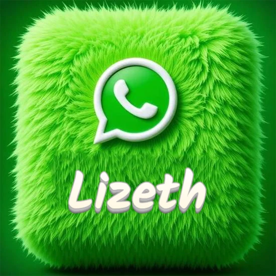Cubo gigante cubierto de suave pelaje verde con el logotipo blanco de WhatsApp en 3D incrustado. Nombre en blanco suave que sigue la textura del pelaje en la parte inferior. Diseño con el nombre Lizeth. Cubo gigante cubierto de suave pelaje verde con el logotipo blanco de WhatsApp en 3D incrustado. Nombre en blanco suave que sigue la textura del pelaje en la parte inferior. Diseño con el nombre Lizeth.