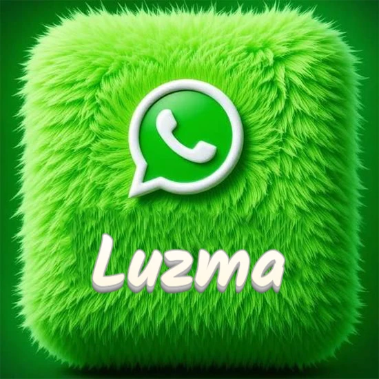 Cubo gigante cubierto de suave pelaje verde con el logotipo blanco de WhatsApp en 3D incrustado. Nombre en blanco suave que sigue la textura del pelaje en la parte inferior. Diseño con el nombre Luzma. Cubo gigante cubierto de suave pelaje verde con el logotipo blanco de WhatsApp en 3D incrustado. Nombre en blanco suave que sigue la textura del pelaje en la parte inferior. Diseño con el nombre Luzma.