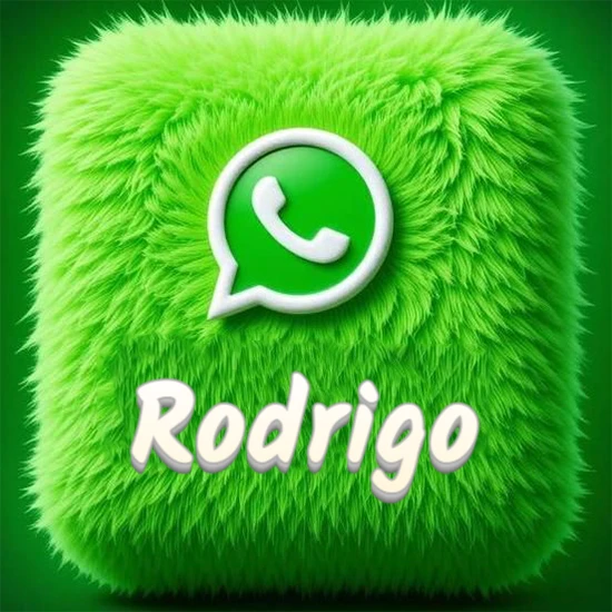 Cubo gigante cubierto de suave pelaje verde con el logotipo blanco de WhatsApp en 3D incrustado. Nombre en blanco suave que sigue la textura del pelaje en la parte inferior. Diseño con el nombre Rodrigo. Cubo gigante cubierto de suave pelaje verde con el logotipo blanco de WhatsApp en 3D incrustado. Nombre en blanco suave que sigue la textura del pelaje en la parte inferior. Diseño con el nombre Rodrigo.