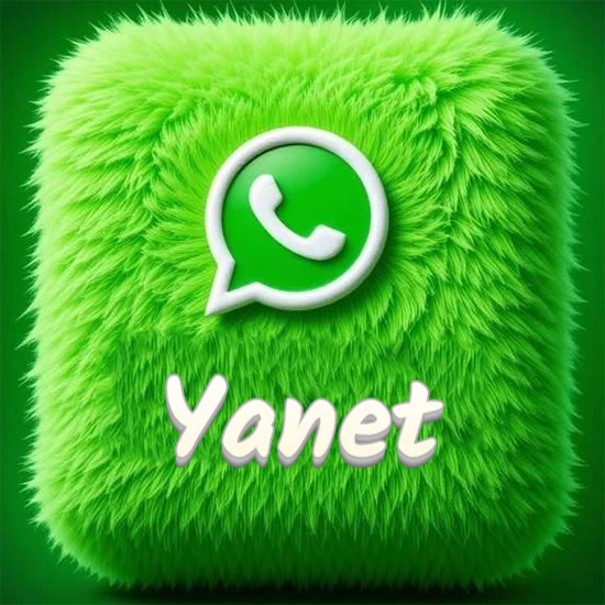 Cubo gigante cubierto de suave pelaje verde con el logotipo blanco de WhatsApp en 3D incrustado. Nombre en blanco suave que sigue la textura del pelaje en la parte inferior. Diseño con el nombre Yanet. Cubo gigante cubierto de suave pelaje verde con el logotipo blanco de WhatsApp en 3D incrustado. Nombre en blanco suave que sigue la textura del pelaje en la parte inferior. Diseño con el nombre Yanet.