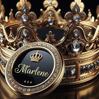 Imagen destacada para Marlen Diseño de lujo para perfil de Marlen - corona dorada con diamantes y medalla negra con nombre