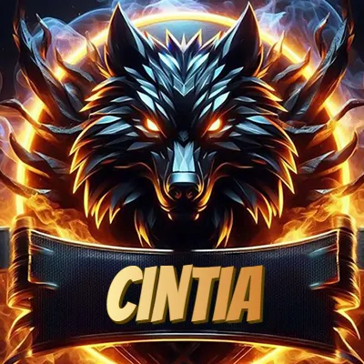 Diseño agresivo y poderoso de cabeza de lobo con ojos brillantes y halo de fuego, nombre incluido. - Cintia