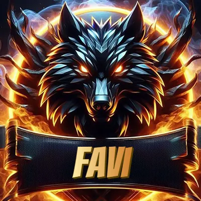 Diseño agresivo y poderoso de cabeza de lobo con ojos brillantes y halo de fuego, nombre incluido. - Favi Diseño agresivo y poderoso de cabeza de lobo con ojos brillantes y halo de fuego, nombre incluido. - Favi