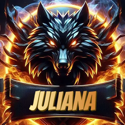 Diseño agresivo y poderoso de cabeza de lobo con ojos brillantes y halo de fuego, nombre incluido. - Julian Diseño agresivo y poderoso de cabeza de lobo con ojos brillantes y halo de fuego, nombre incluido. - Julian