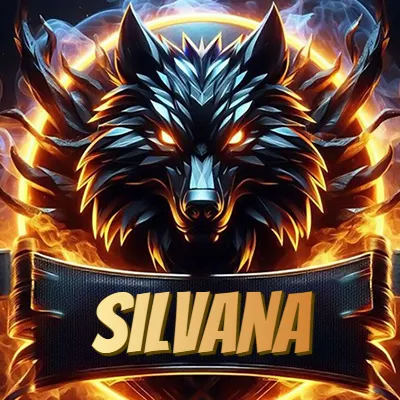 Diseño agresivo y poderoso de cabeza de lobo con ojos brillantes y halo de fuego, nombre incluido. - Silvana Diseño agresivo y poderoso de cabeza de lobo con ojos brillantes y halo de fuego, nombre incluido. - Silvana