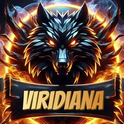 Diseño agresivo y poderoso de cabeza de lobo con ojos brillantes y halo de fuego, nombre incluido. - Viridiana Diseño agresivo y poderoso de cabeza de lobo con ojos brillantes y halo de fuego, nombre incluido. - Viridiana