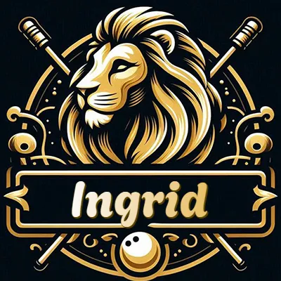 Logo clásico de cabeza de león en oro mate dentro de marco circular, nombre en rectángulo dorado. - Ingrid Logo clásico de cabeza de león en oro mate dentro de marco circular, nombre en rectángulo dorado. - Ingrid