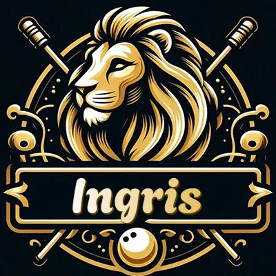 Logo clásico de cabeza de león en oro mate dentro de marco circular, nombre en rectángulo dorado. - Ingris Logo clásico de cabeza de león en oro mate dentro de marco circular, nombre en rectángulo dorado. - Ingris