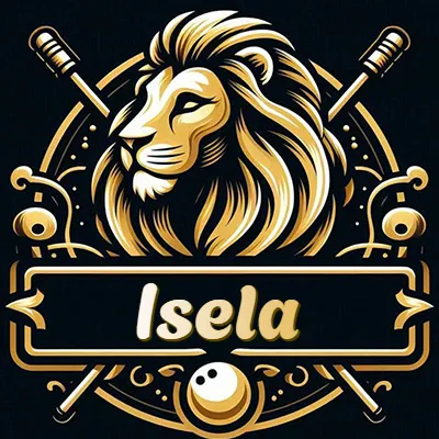 Logo clásico de cabeza de león en oro mate dentro de marco circular, nombre en rectángulo dorado. - Isela Logo clásico de cabeza de león en oro mate dentro de marco circular, nombre en rectángulo dorado. - Isela