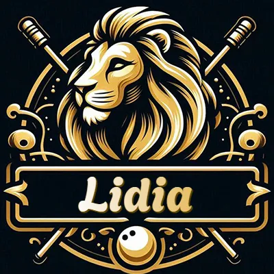 Logo clásico de cabeza de león en oro mate dentro de marco circular, nombre en rectángulo dorado. - Lidia Logo clásico de cabeza de león en oro mate dentro de marco circular, nombre en rectángulo dorado. - Lidia