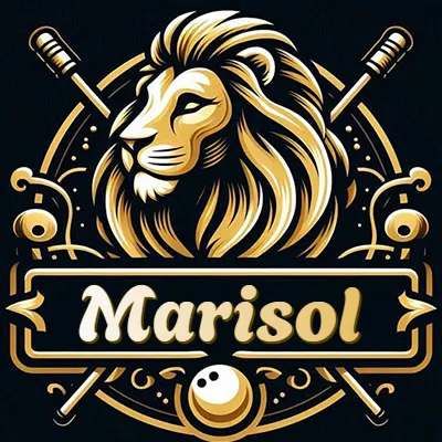 Logo clásico de cabeza de león en oro mate dentro de marco circular, nombre en rectángulo dorado. - Marisol Logo clásico de cabeza de león en oro mate dentro de marco circular, nombre en rectángulo dorado. - Marisol