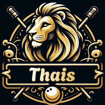 Logo clásico de cabeza de león en oro mate dentro de marco circular, nombre en rectángulo dorado. - Thais Logo clásico de cabeza de león en oro mate dentro de marco circular, nombre en rectángulo dorado. - Thais