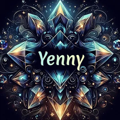 Obra de arte lujosa con cristales y piedras brillantes, nombre en el centro sobre fondo oscuro. - Yenny Obra de arte lujosa con cristales y piedras brillantes, nombre en el centro sobre fondo oscuro. - Yenny