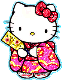 Kitty viste un kimono animados gif foto - Kitty viste un kimono animados gif foto