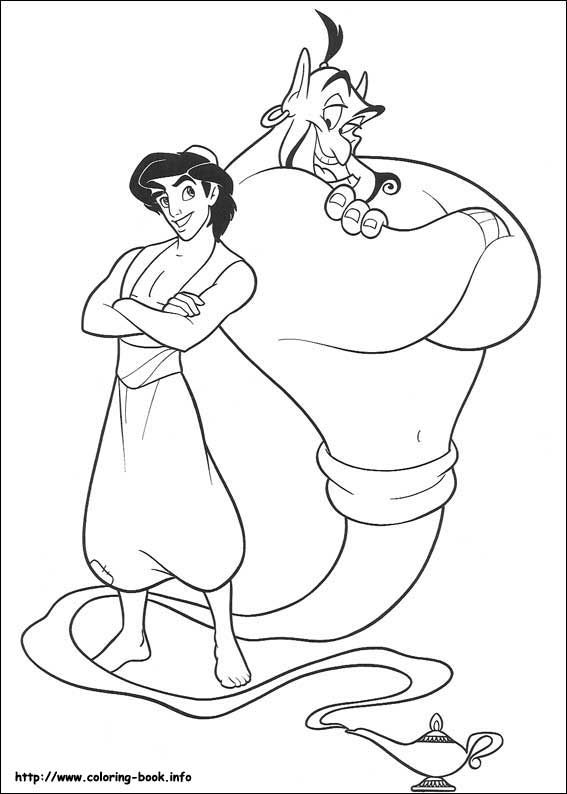 Aladdin con el genio dibujos para colorear - Aladdin con el genio dibujos para colorear