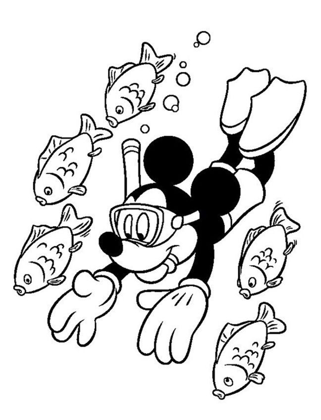 Buceo con Mickey Mouse dibujos para colorear - Buceo con Mickey Mouse dibujos para colorear