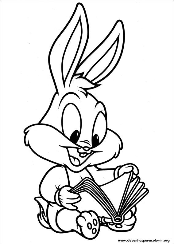 Conejo leyendo en un libro dibujos para colorear - Conejo leyendo en un libro dibujos para colorear