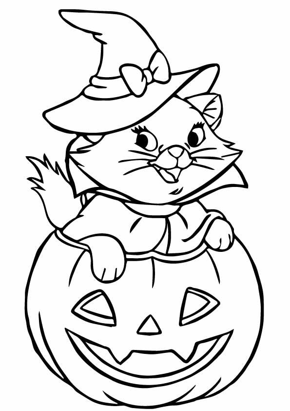 Gato de halloween dibujos para colorear - Gato de halloween dibujos para colorear