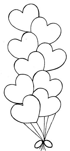Globos en forma de corazon dibujos para colorear - Globos en forma de corazon dibujos para colorear
