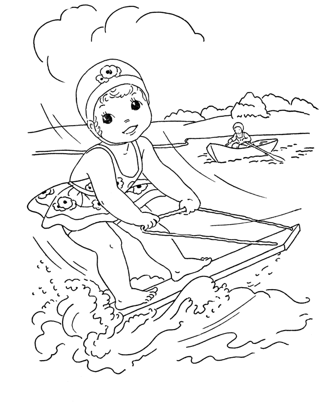 chica esquiando acuatico dibujos para colorear - chica esquiando acuatico dibujos para colorear